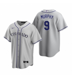 Mens Nike Colorado Rockies 9 Daniel Murphy Gray Road Stitched Baseball Jersey