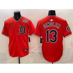 Men Detroit Tigers  13 Dillon Dingler Orange 2026 Alternate USA 250  Patch Vapor Premier Limited Stitched Baseball Jersey