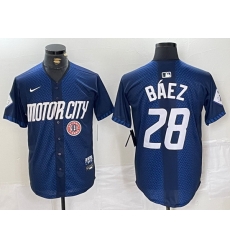 Men Detroit Tigers 28 Javier B E1ez 2024 Navy City Connect Cool Base Stitched Limited Jerseys 2