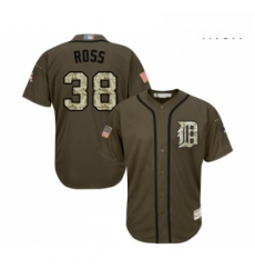 Mens Detroit Tigers 38 Tyson Ross Authentic Green Salute to Service Baseball Jersey 