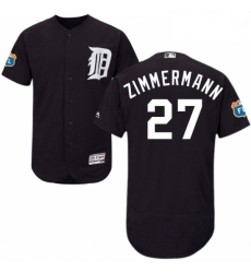 Mens Majestic Detroit Tigers 27 Jordan Zimmermann Navy Blue Alternate Flex Base Collection 2018 World Series Jersey