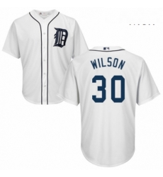 Mens Majestic Detroit Tigers 30 Alex Wilson Replica White Home Cool Base MLB Jersey 