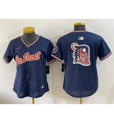 Women Detroit Tigers Team Big Logo Navy 2026 Alternate Vapor Premier Limited Stitched Baseball Jersey  