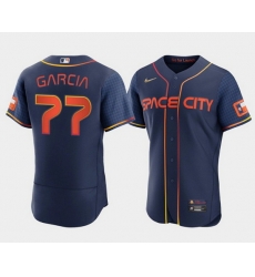 Men Houston Astros 77 Luis Garcia 2022 Navy City Connect Flex Base Stitched Baseball Jerse