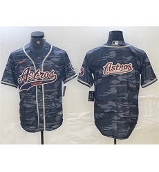 Men Houston Astros Gray Camo Team Big Logo With Patch Cool Base Stitched Baseball Jersey 3