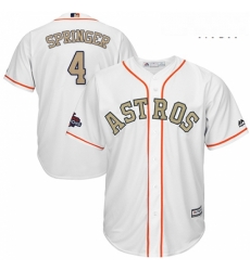 Mens Majestic Houston Astros 4 George Springer Replica White 2018 Gold Program Cool Base MLB Jersey