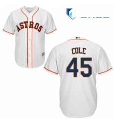 Mens Majestic Houston Astros 45 Gerrit Cole Replica White Home Cool Base MLB Jersey 