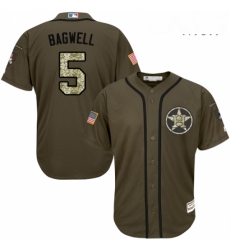 Mens Majestic Houston Astros 5 Jeff Bagwell Replica Green Salute to Service MLB Jersey