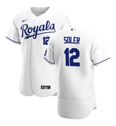 Men Kansas City Royals 12 Jorge Soler Men Nike White Home 2020 Flex Base Player MLB Jersey