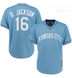 Mens Majestic Kansas City Royals 16 Bo Jackson Authentic Light Blue Cooperstown MLB Jersey