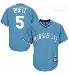 Mens Majestic Kansas City Royals 5 George Brett Authentic Light Blue Cooperstown MLB Jersey