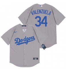 Dodgers 34 Fernando Valenzuela Gray 2020 Nike Cool Base Jersey