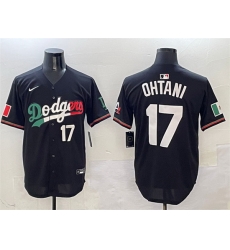 Men Los Angeles Dodgers 17  Shohei Ohtani Black Mexico Flag Limited Stitched Baseball Jersey