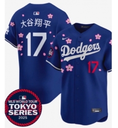 Men Los Angeles Dodgers 17 Shohei Ohtani Japanese Royal 2025 Tokyo Series Limited Stitched Baseball Jersey