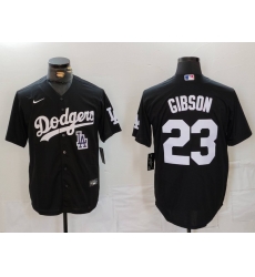 Men Los Angeles Dodgers 23 Kirk Gibson Black Cool Base Stitched Baseball Jersey 6