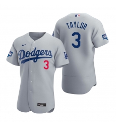 Men Los Angeles Dodgers 3 Chris Taylor Gray 2020 World Series Champions Flex Base Jersey