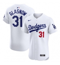 Men Los Angeles Dodgers 31 Tyler Glasnow White 2024 Home Elite Stitched Jersey