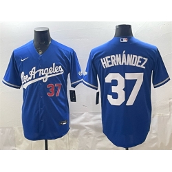 Men Los Angeles Dodgers  37 Teoscar Hernandez Royal Alternate Stadium Stitched Baseball Jersey