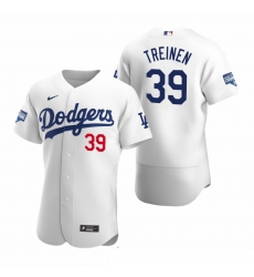 Men Los Angeles Dodgers 39 Blake Treinen White 2020 World Series Champions Flex Base Jersey