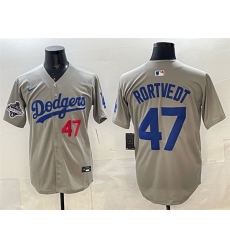 Men Los Angeles Dodgers 47 Ben Rortvedt Grey 2025 World Series Champions Patch Limited Stitched Baseball Jersey Men Los Angeles Dodgers 47 Ben Rortvedt Grey 2025 World Series Champions Patch Limited Stitched Baseball Jersey