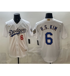 Men Los Angeles Dodgers 6 H S Kim White 2026 Gold Collection Stadium Stitched Baseball Jersey Men Los Angeles Dodgers 6 H S Kim White 2026 Gold Collection Stadium Stitched Baseball Jersey