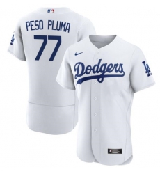 Men Los Angeles Dodgers 77 Peso Pluma White Flex Base Stitched Baseball JerseyS