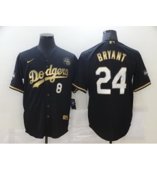 Men Los Angeles Dodgers 8 24 Kobe Bryant Black Gold Stitched MLB Cool Base Nike Jersey