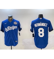 Men Los Angeles Dodgers 8 Enrique Hernandez Royal 2024 World Series City Connect Cool Base Stitched Baseball Jersey