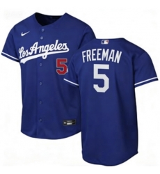 Men Los Angeles Dodgers Freddie Freeman #5 Blue Flex Base 2024 Home Stitched Staddium Jersey