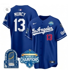 Men Los Angeles Dodgers Max Muncy #13 Blue Back To Back Champions Flex Base Jersey Men Los Angeles Dodgers Max Muncy #13 Blue Back To Back Champions Flex Base Jersey