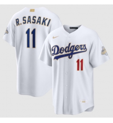Men Los Angeles Dodgers Roki Sasaki Nike White 2026 Gold Collection Stadium Jersey