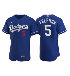 Men's Los Angeles Dodgers #5 Freddie Freeman Royal Flex Base Stitched Jersey