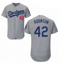 Mens Majestic Los Angeles Dodgers 42 Jackie Robinson Gray Alternate Road Flexbase Authentic Collection MLB Jersey