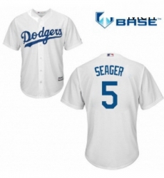 Mens Majestic Los Angeles Dodgers 5 Corey Seager Replica White Home Cool Base MLB Jersey