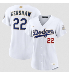 Women Los Angeles Dodgers 22 Clayton Kershaw White 2026 Gold Collection Stadium Stitched Baseball Jersey Women Los Angeles Dodgers 22 Clayton Kershaw White 2026 Gold Collection Stadium Stitched Baseball Jersey