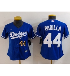 Women Los Angeles Dodgers 44 Vicente Padilla Blue Stitched Jersey 2