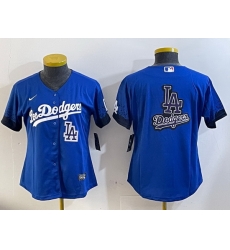 Women Los Angeles Dodgers Blank Blue 2024 World Series With No  34 Patch Home Limited Stitched Baseball Jersey  9