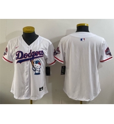 Women Los Angeles Dodgers Blank White Hello Kitty Night 2025 World Series Champions Patch Stitched Baseball Jersey Women Los Angeles Dodgers Blank White Hello Kitty Night 2025 World Series Champions Patch Stitched Baseball Jersey
