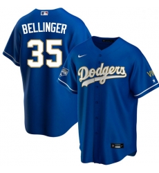 Women Los Angeles Dodgers Cody Bellinger 35 Championship Gold Trim Blue Limited All Stitched Cool Base Jersey