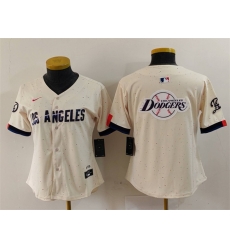 Women Los Angeles Dodgers Team Big Logo Cream 2024 City Connect Limited Stitched Jersey 4