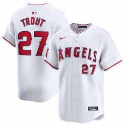 Men Los Angeles Angels 27 Mike Trout White Home Limited Stitched Baseball Jersey