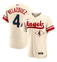 Men Los Angeles Angels 4 Andrew Velazquez 2022 Cream City Connect Flex Base Stitched Jersey