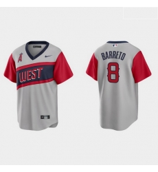 Men Los Angeles Angels 8 Franklin Barreto Men Nike Gray 2021 Little League Classic Game MLB Jersey