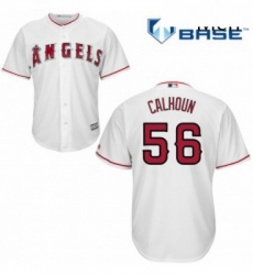 Mens Majestic Los Angeles Angels of Anaheim 56 Kole Calhoun Replica White Home Cool Base MLB Jersey