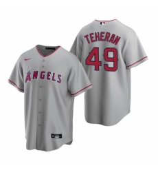 Mens Nike Los Angeles Angels 49 Julio Teheran Gray Road Stitched Baseball Jersey