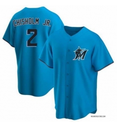 Men Miami Marlins #2 Jazz Chisholm Jr. Blue Cool Base Stitched Jersey