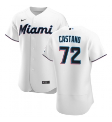 Men Miami Marlins 72 Daniel Castano Men Nike White Home 2020 Flex Base Player MLB Jersey