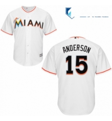 Mens Majestic Miami Marlins 15 Brian Anderson Replica White Home Cool Base MLB Jersey 