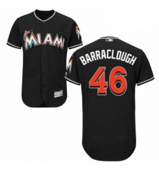 Mens Majestic Miami Marlins 46 Kyle Barraclough Black Alternate Flex Base Authentic Collection MLB Jersey