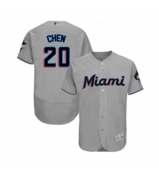 Mens Miami Marlins 20 Wei Yin Chen Grey Road Flex Base Authentic Collection Baseball Jersey